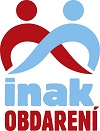 Logo of the organization 'Inak obdarení' (Differently Gifted) depicting interconnected figures in red and blue, symbolizing cooperation and support.