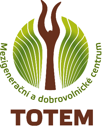 The logo belongs to the Intergenerational and Volunteer Center TOTEM, z.s., a nonprofit organization founded in Plzeň in 1999. It focuses on creating positive relationships and supporting an active life for all generations.