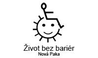 Logo and name of the Czech organization 'Life Without Barriers' (Život bez bariér), located in Nová Paka.