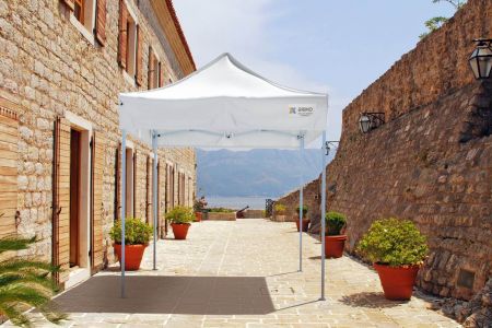 BRIMO scissor-frame promotional tents with printing: See examples of our work