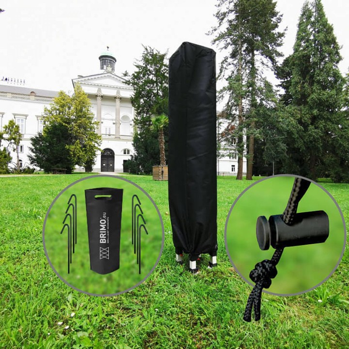 Accessories and transport packaging for the pop-up tent in nature