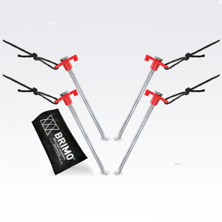 Anchoring kit for folding party tent: 4 pegs with red heads and ropes