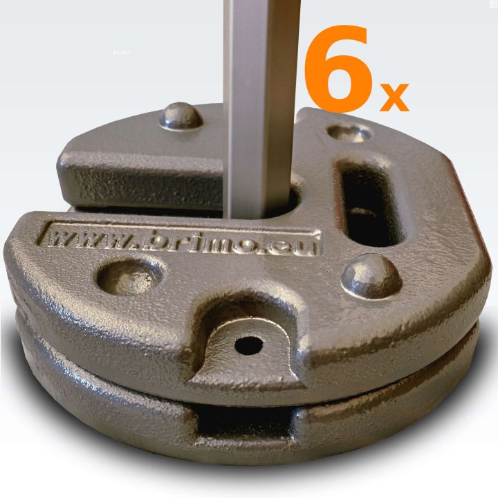 A pair of round gray weights for the tent, total weight 23 kg (6 symbolizes the number of pieces totaling 12 pcs)