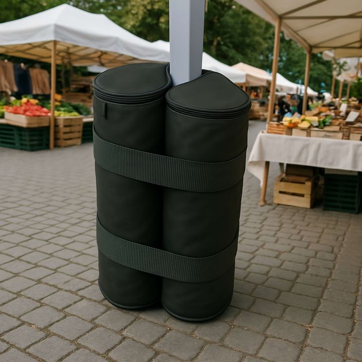Weight bag for a scissor tent, used for anchoring on a solid surface